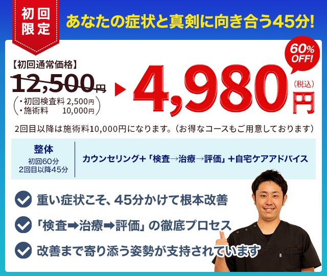 こくあ接骨院の初回価格